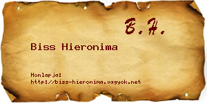 Biss Hieronima névjegykártya